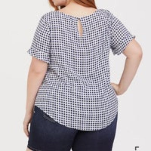 TORRID GINGHAM RUFFLE CHALLIS BLOUSE SIZE 1X - Picture 3 of 11